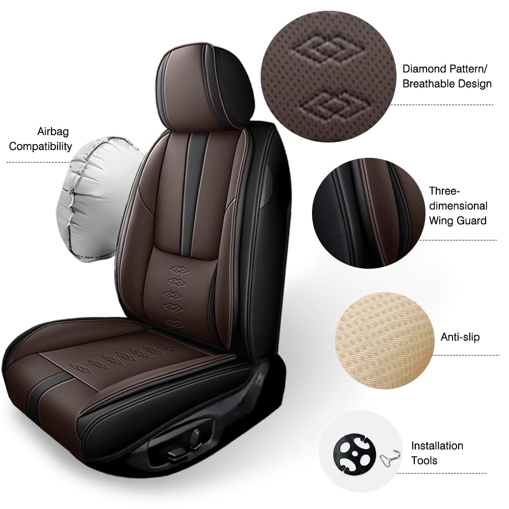 Pick-up Truck Car Seat Covers for Chevrolet Avalanche 2002-2013,Waterproof Leather Seat Covers 2-Seats Standard,Truck Interior Accessories with Airbag,Seat Cover Sets for Avalanche(Black+Red)