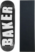 Baker Skateboard Deck Brand Logo Veneers B2 Black 8.25" with Grip