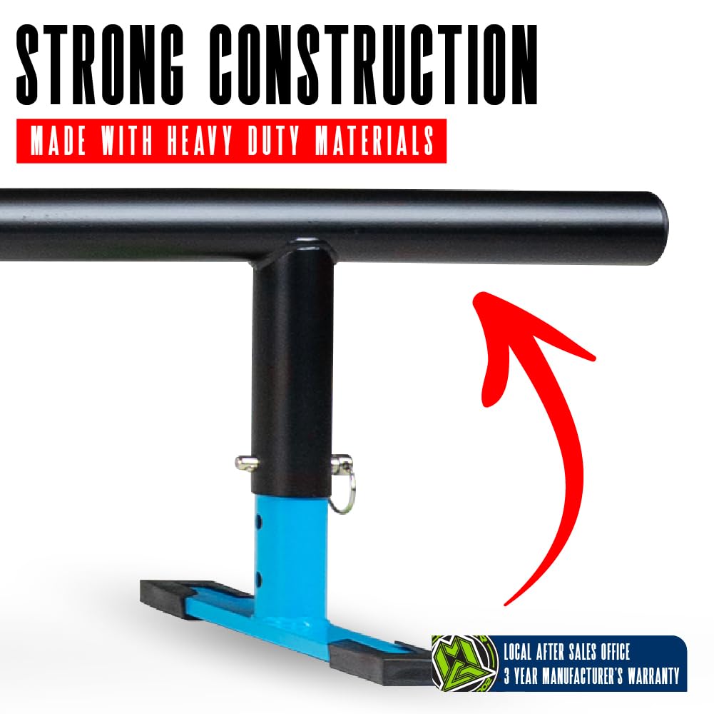 Madd Gear Round Grind Rail for Scooters, Skateboards, Inline Skates â 55" Long, 3-Step Adjustable Height â Durable Heavy-Duty Construction