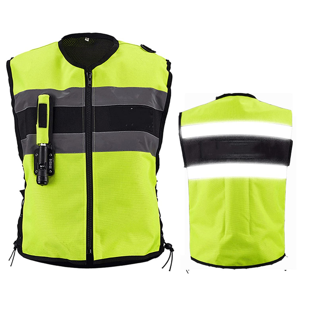 Reflective Protective Airbag Vest Motorcycle Anti-Fall Vest 600D Canvas Fabric, Wear-Resistant and Breathable Washable (No CO2 Gas Cylinder) (Color : C Green, Size : Small)