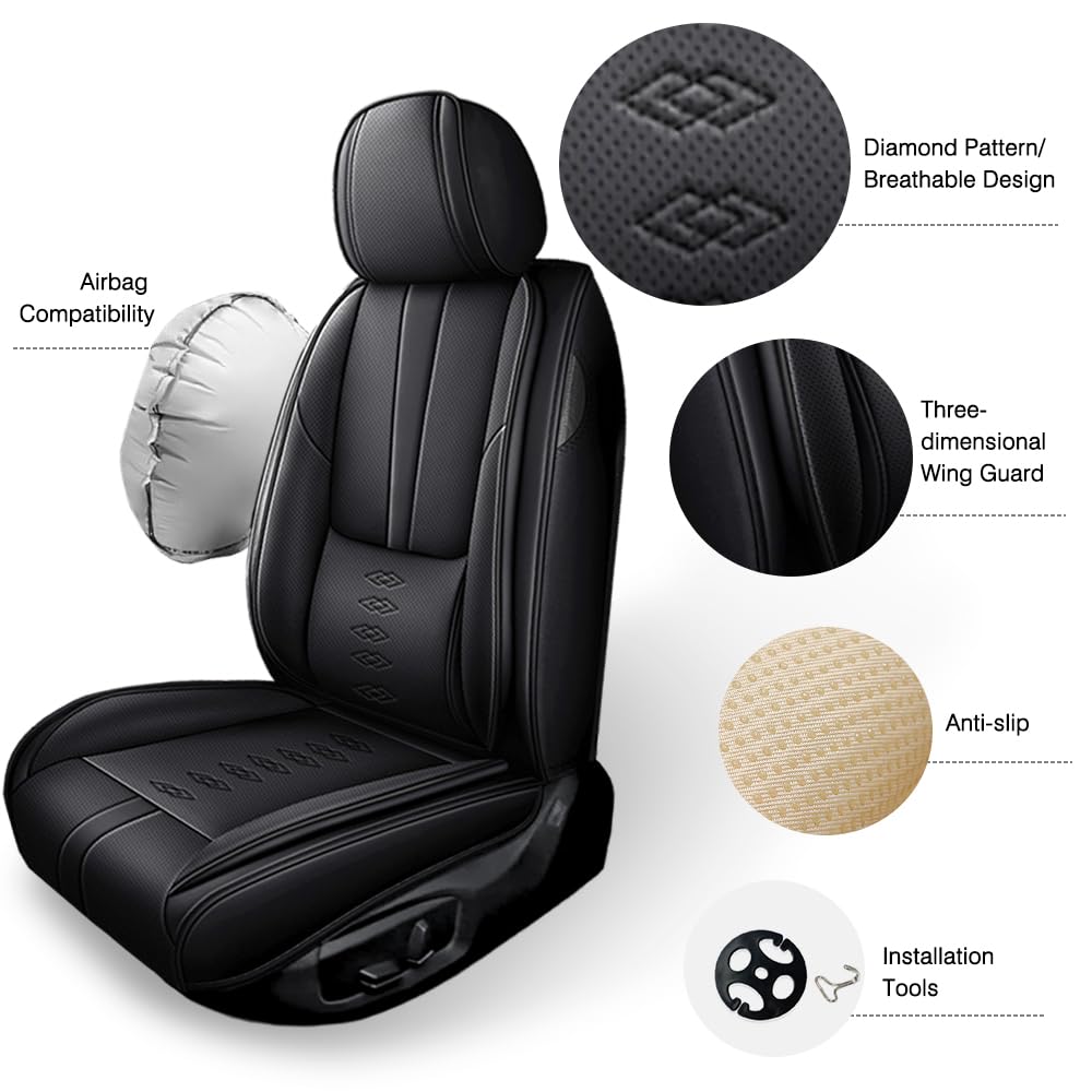 Pick-up Truck Car Seat Covers for Chevrolet Avalanche 2002-2013,Waterproof Leather Seat Covers 2-Seats Standard,Truck Interior Accessories with Airbag,Seat Cover Sets for Avalanche(Black+Red)