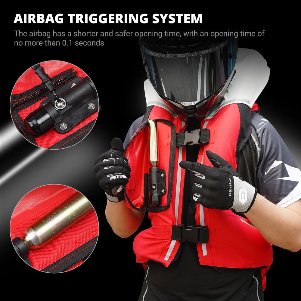 Upgraded Motorcycle Airbag Protective Vest,Inflatable Equestrian Vest with Reflective for Motocross ATV UTV