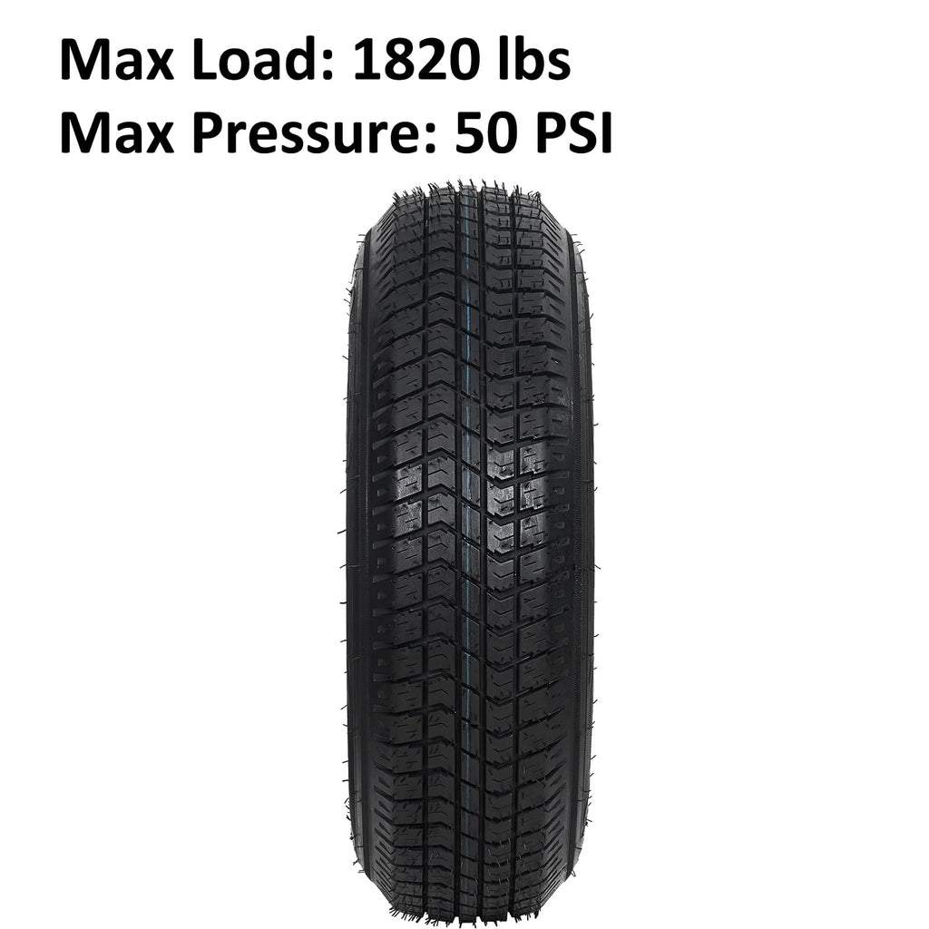 Garvee 2-Pack Trailer Tires On Rim 5.30-12 530-12 530X12, Load Range C, 6PR, 5 Lug 12 In. White Spoke Wheel, 5 On 4.5" Durable Trailer Tire Travel/Camper/Utility/Boat, Set of 2
