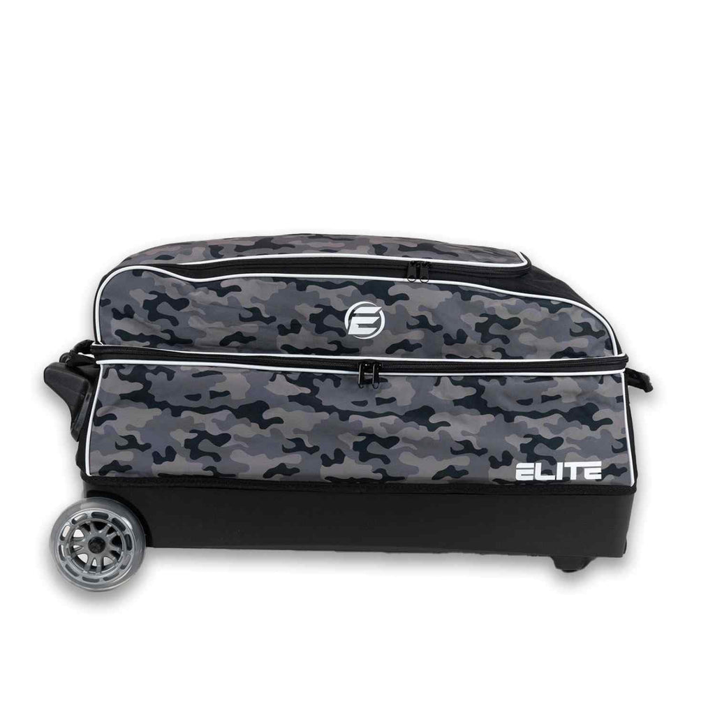 ELITE Basic Triple Roller Black Bowling Bag - 3 Ball Roller, Fits 2 Pairs of Size 15 Shoes, Air Travel-Friendly