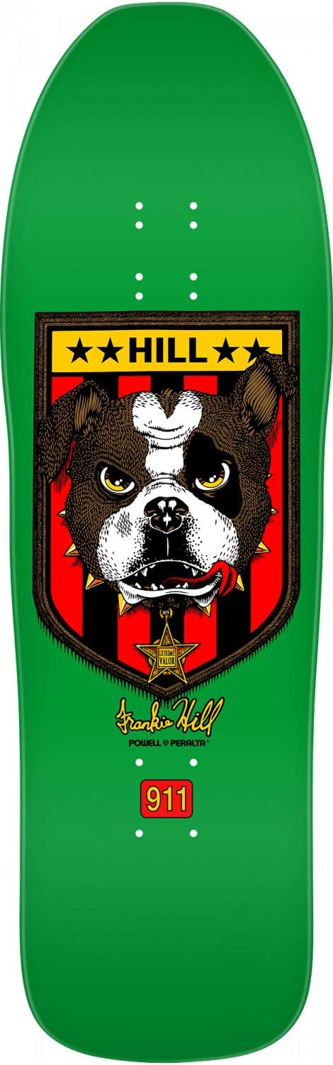 Powell-Peraltaâ¢ Frankie Hill â¢ Bulldog â¢ Green Skateboard Deck, 10" W x 31.5" L, Model: DCPMFHBDG