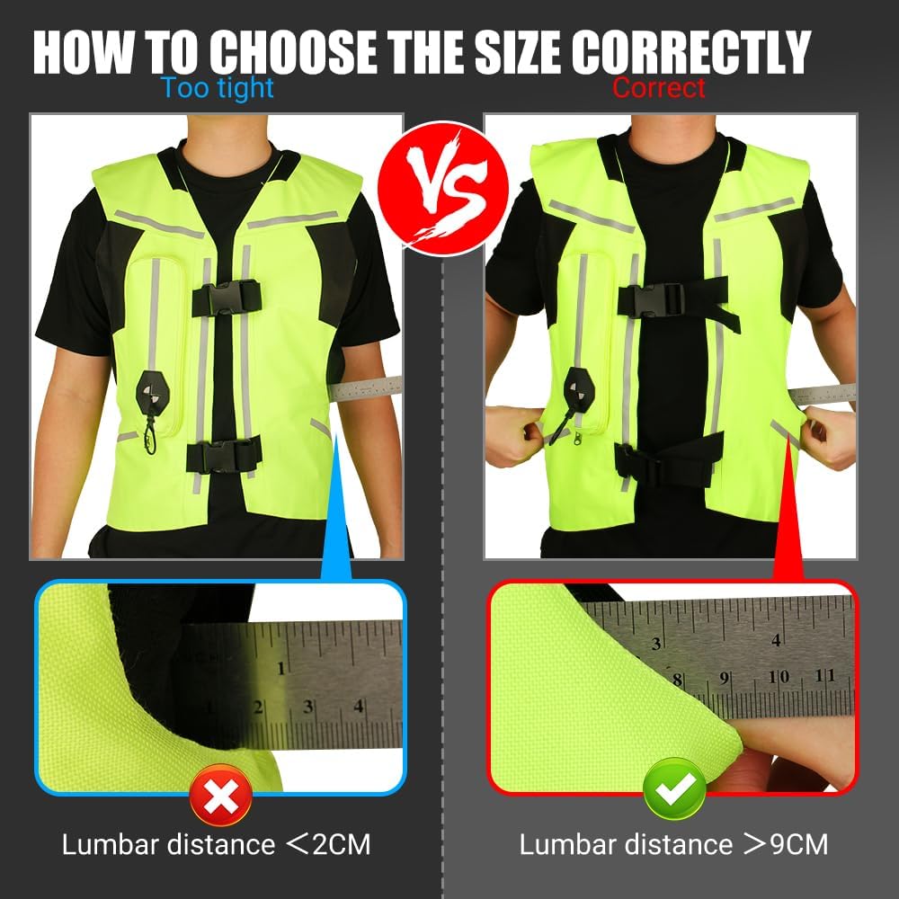 Upgraded Motorcycle Airbag Protective Vest,Inflatable Equestrian Vest with Reflective for Motocross ATV UTV