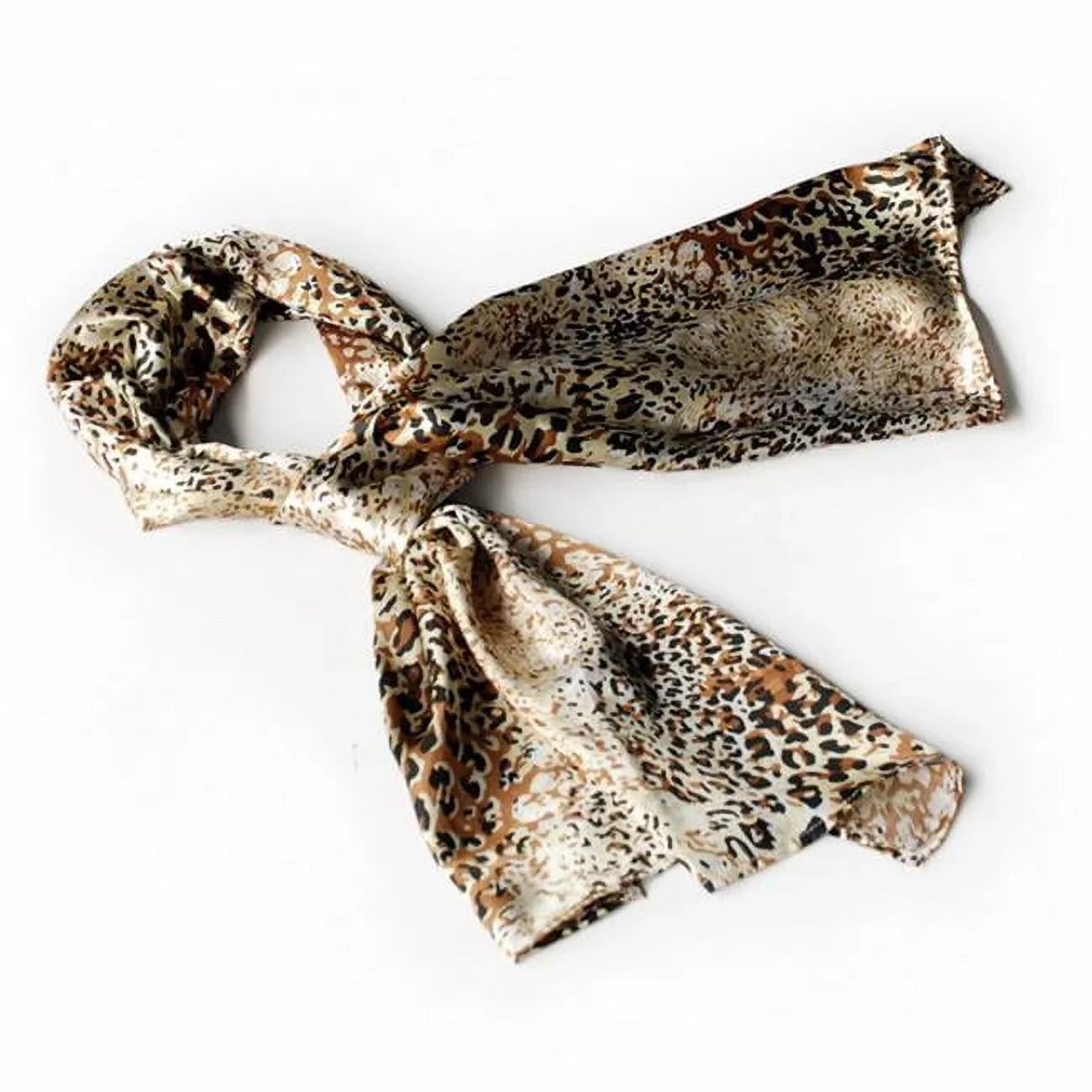 Blancho Gold Flowing Leopard Design Elegant Exquisitely Soft Silk Scarf/Wrap/Shawl - Small