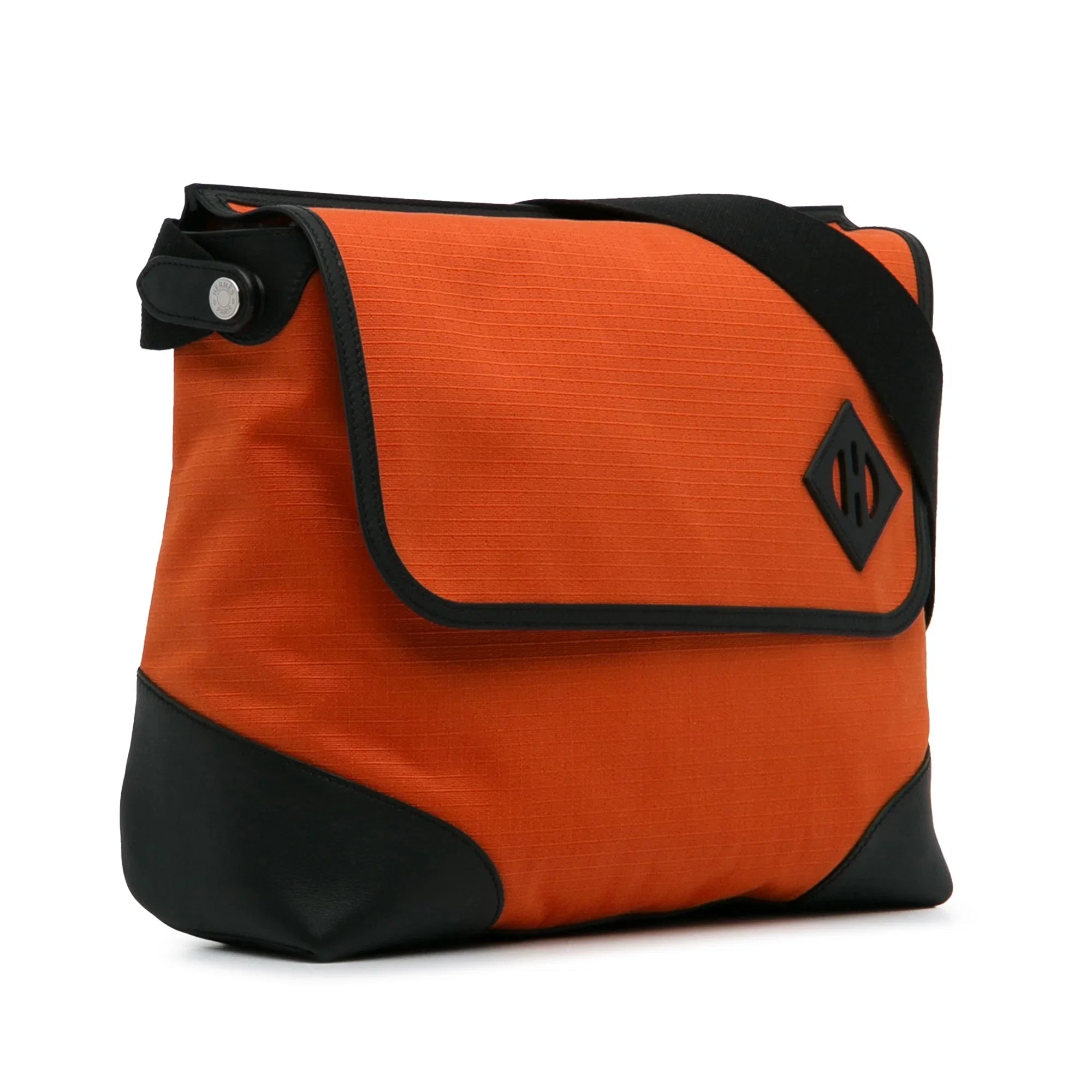 Pre-Owned Authenticated Hermès Allback Messenger Bag Canvas Fabric Orange Crossbody Bag Unisex (Good)
