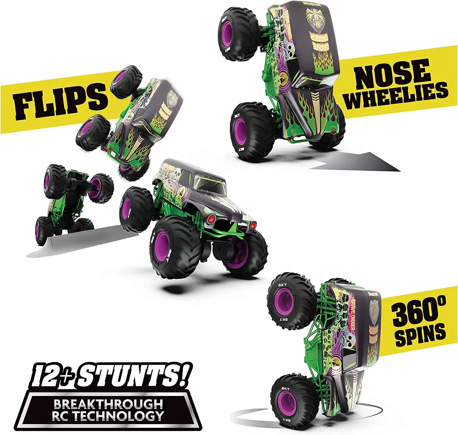 Monster Jam, Official Grave Digger Freestyle Force, Remote Control Car, Monster Truck Toys for Boys Kids and Adults, 1:15 Scale