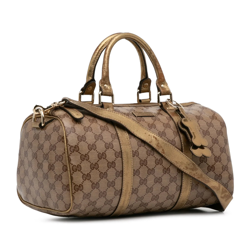 Pre-Owned Authenticated Gucci GG Crystal Joy Satchel Coated Canvas Fabric Brown Unisex (Fair)