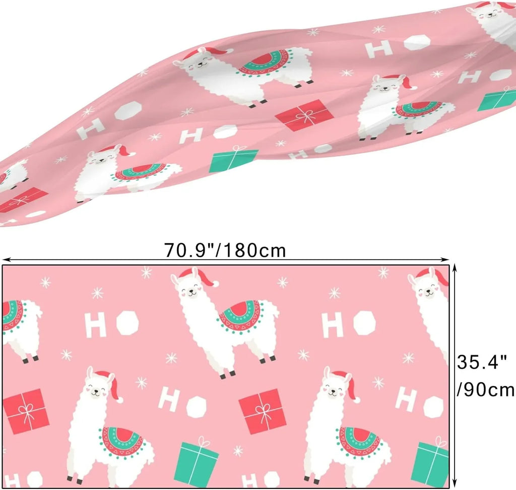 Hyjoy Christmas Llama Presents Long Silk Neck Scarf Lightweight Shawl Wrap Scarves for Women Girls