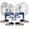 Detroit Axle - Brake Kit for 2006-2018 Toyota Rav4 11.65" Front & 11.06" Rear Drilled and Slotted Disc Rotors Ceramic Brakes Pads 2007 2008 2009 2010 2011 2012 2013 2014 2015 2016 2017 Replacement