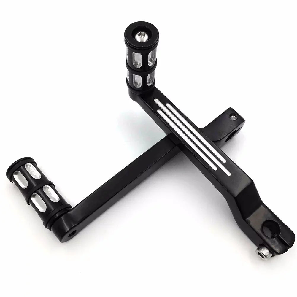 HTT- Style 009C- Black Aluminum Heel Toe Shift Levers w/ Shifter Pegs For Harley Davidson Electra Glide 1988 and later