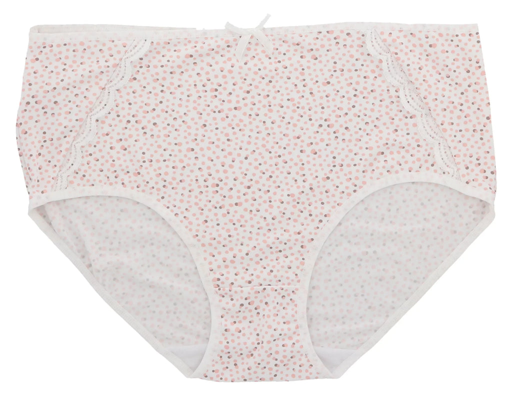 Delta Burke Intimates Women's Plus Size Sexy Classic High Rise Brief Panties (5Pr) (Large, Pink Floral Dots)