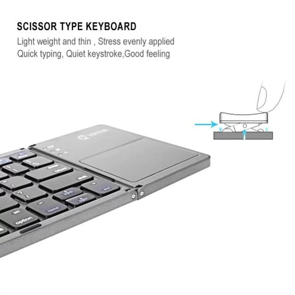 Rechargeable Folding Wireless Keyboard Portable Compact Y1K for iPad Pro 12.9 (2019) 10.5 9.7 4 3 2 - Zenfone V Live Max Plus M1, ROG Phone, AR 5z 5Q 4 Pro, Google Nexus 2 7