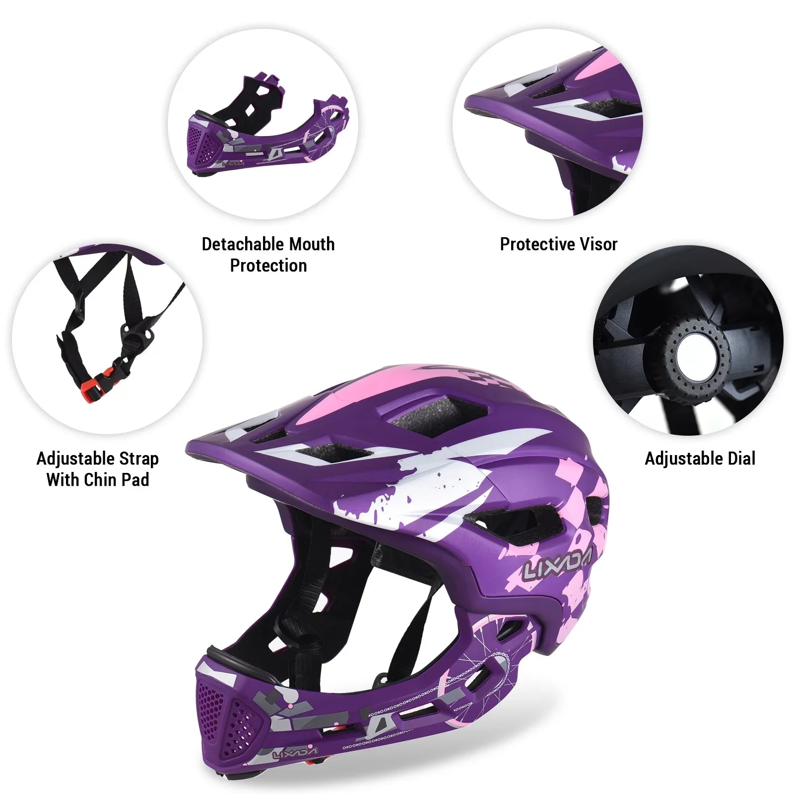 Lixada Kids Bike Helmet Adjustable breathable Detachable Full Face Helmet ,toddler helmet for Children Bicycle, Skateboard, Scooter, Protective Gear(Blue)