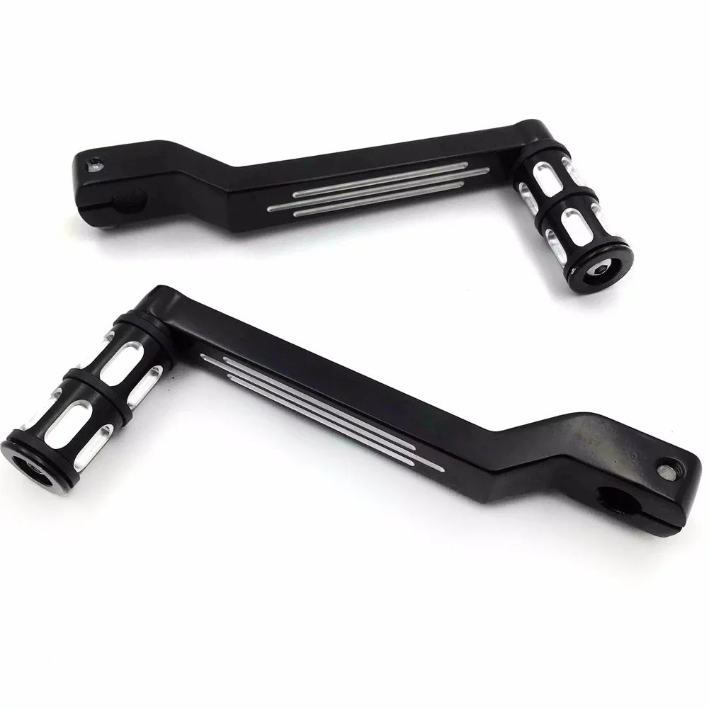 HTT- Style 009C- Black Aluminum Heel Toe Shift Levers w/ Shifter Pegs For Harley Davidson Electra Glide 1988 and later