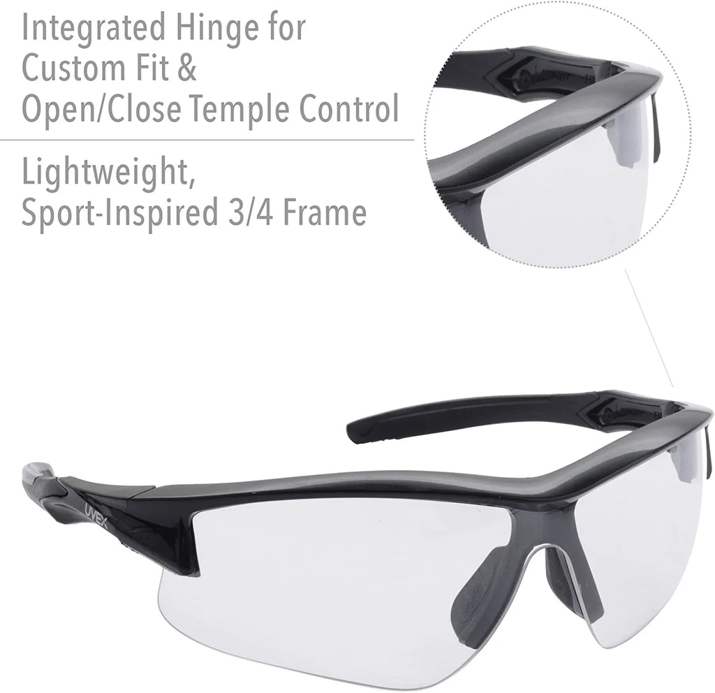 Howard Leight by Honeywell Uvex Acadia Shooting Glasses with Uvextreme Plus Anti-Fog Lens Coating, Clear Lens (R-02214)