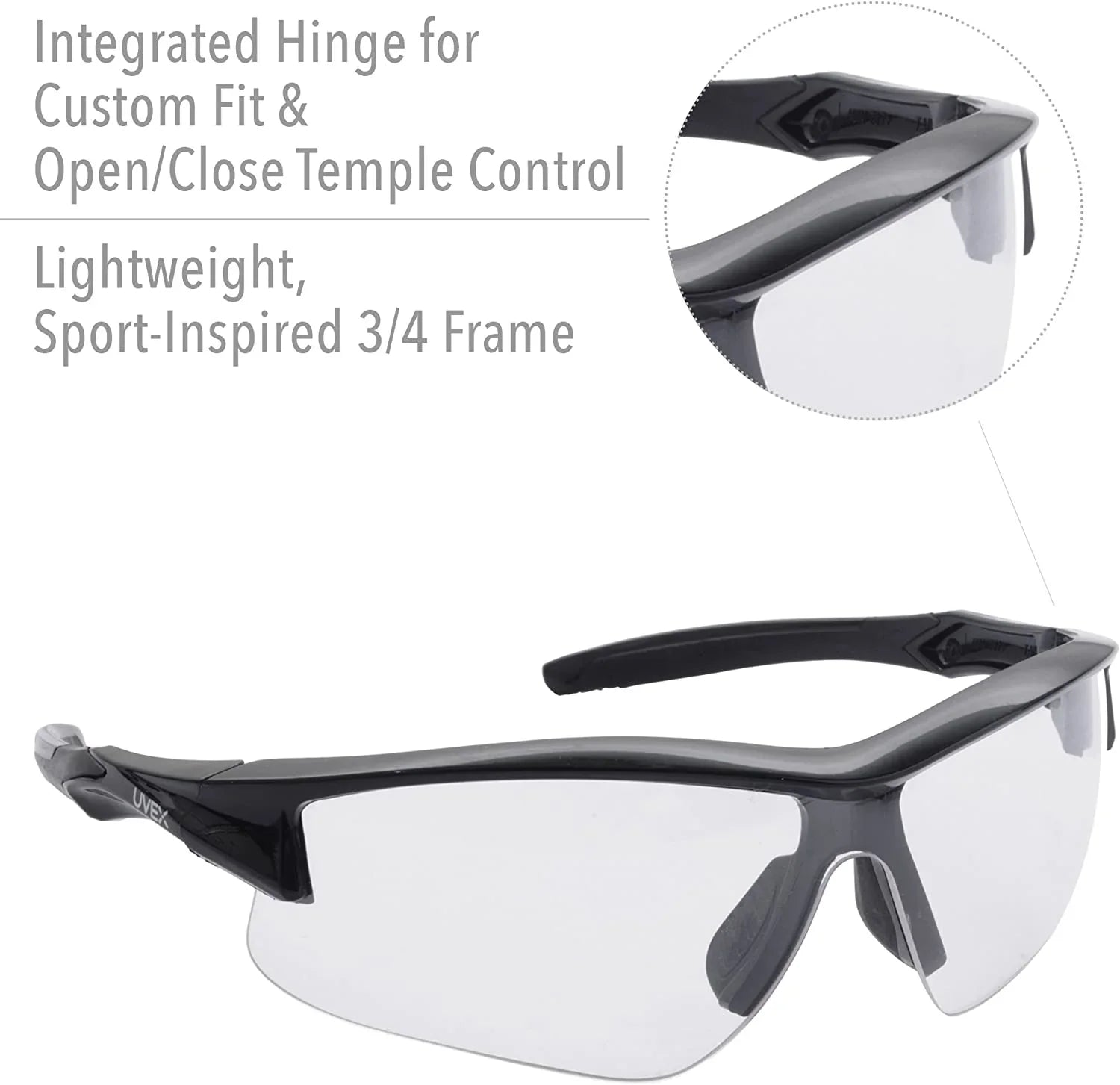Howard Leight by Honeywell Uvex Acadia Shooting Glasses with Uvextreme Plus Anti-Fog Lens Coating, Clear Lens (R-02214)