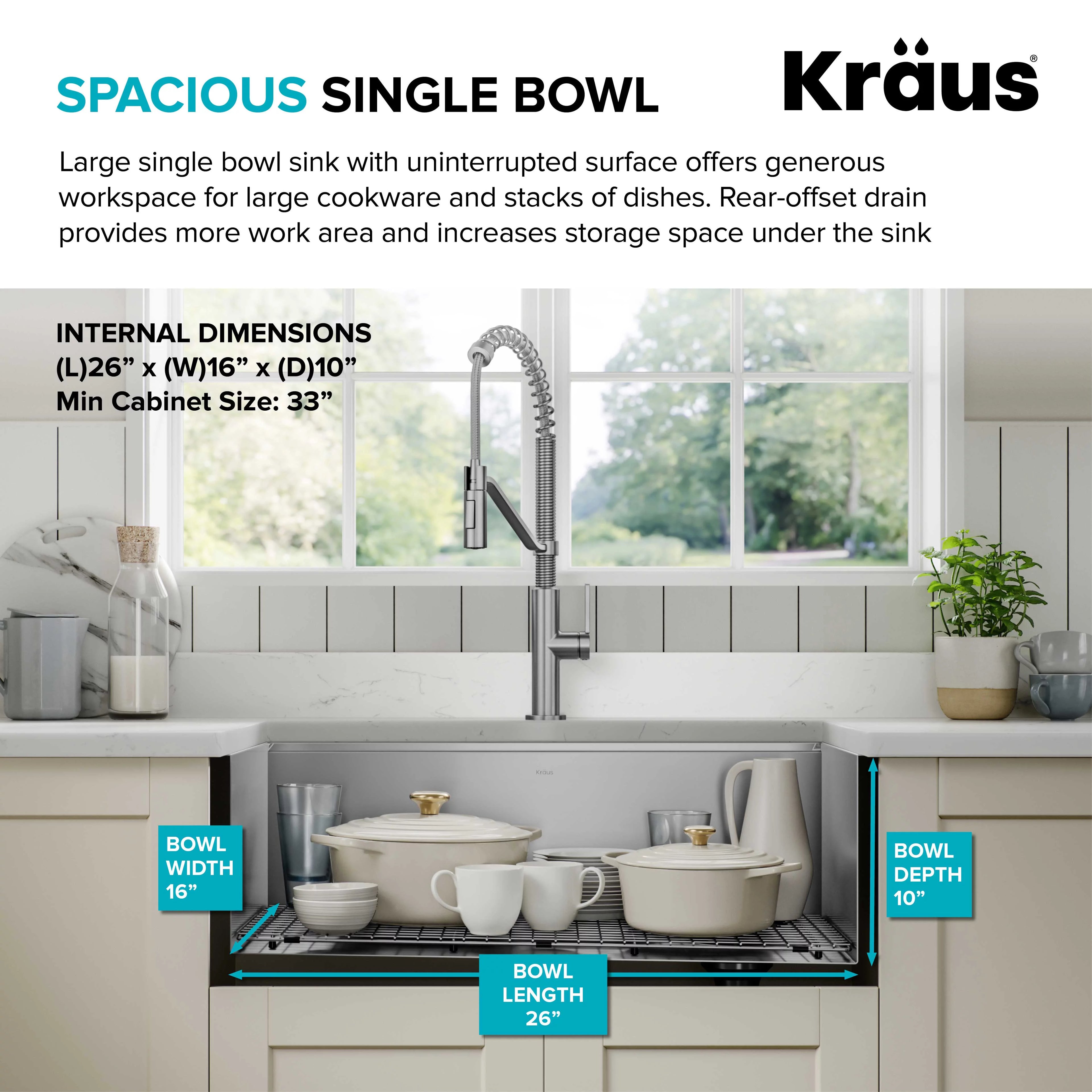 Kraus Kore 28Undermount Workstation 16 Gauge Stainless Steel Single Bowl Kitchen Sink with Accessories