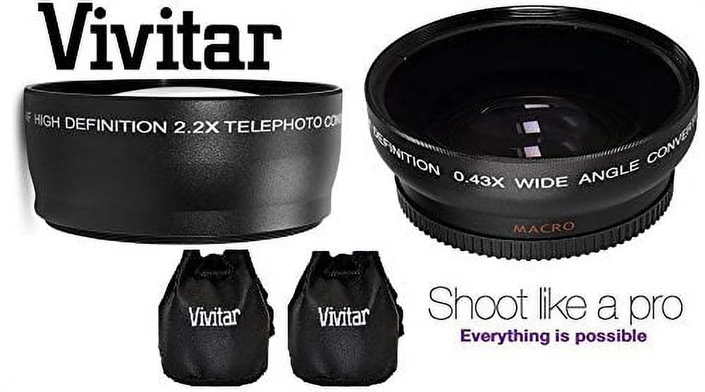 Hi-Def 2-Pc Lens Kit Telephoto & Wide Angle Lens Set For Panasonic Lumix DMC-G7H (58mm Size Compatible)
