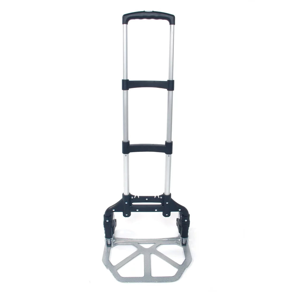 GoDecor Portable Foldable Trolley, with Telescopic Rod, for Carry Luggage, Black