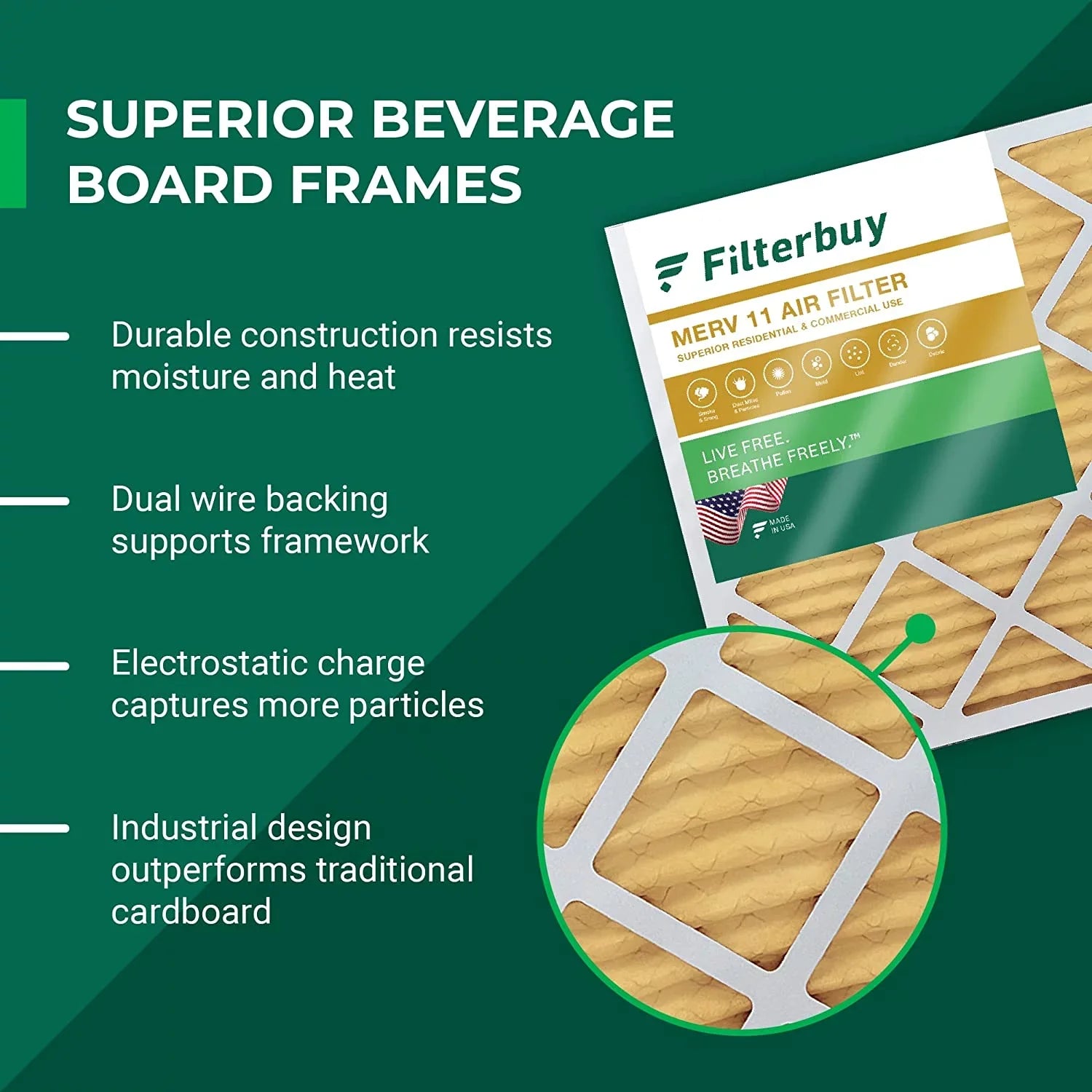 Filterbuy 12x30x1 MERV 11 Pleated HVAC AC Furnace Air Filters (6-Pack)