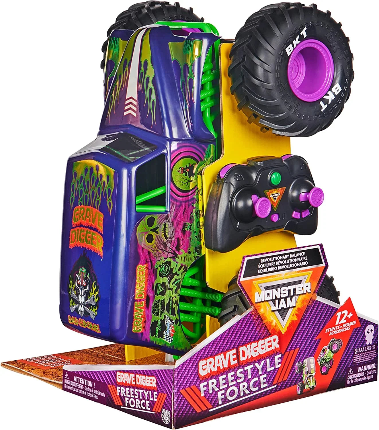 Monster Jam, Official Grave Digger Freestyle Force, Remote Control Car, Monster Truck Toys for Boys Kids and Adults, 1:15 Scale