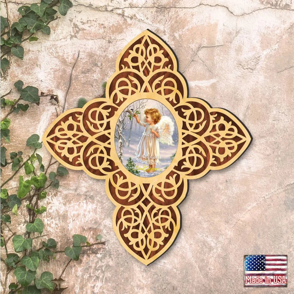 Angel Girl Filigree Wooden Cross by D. Gelsinger | Inspirational Icon D�cor - 88482-DG