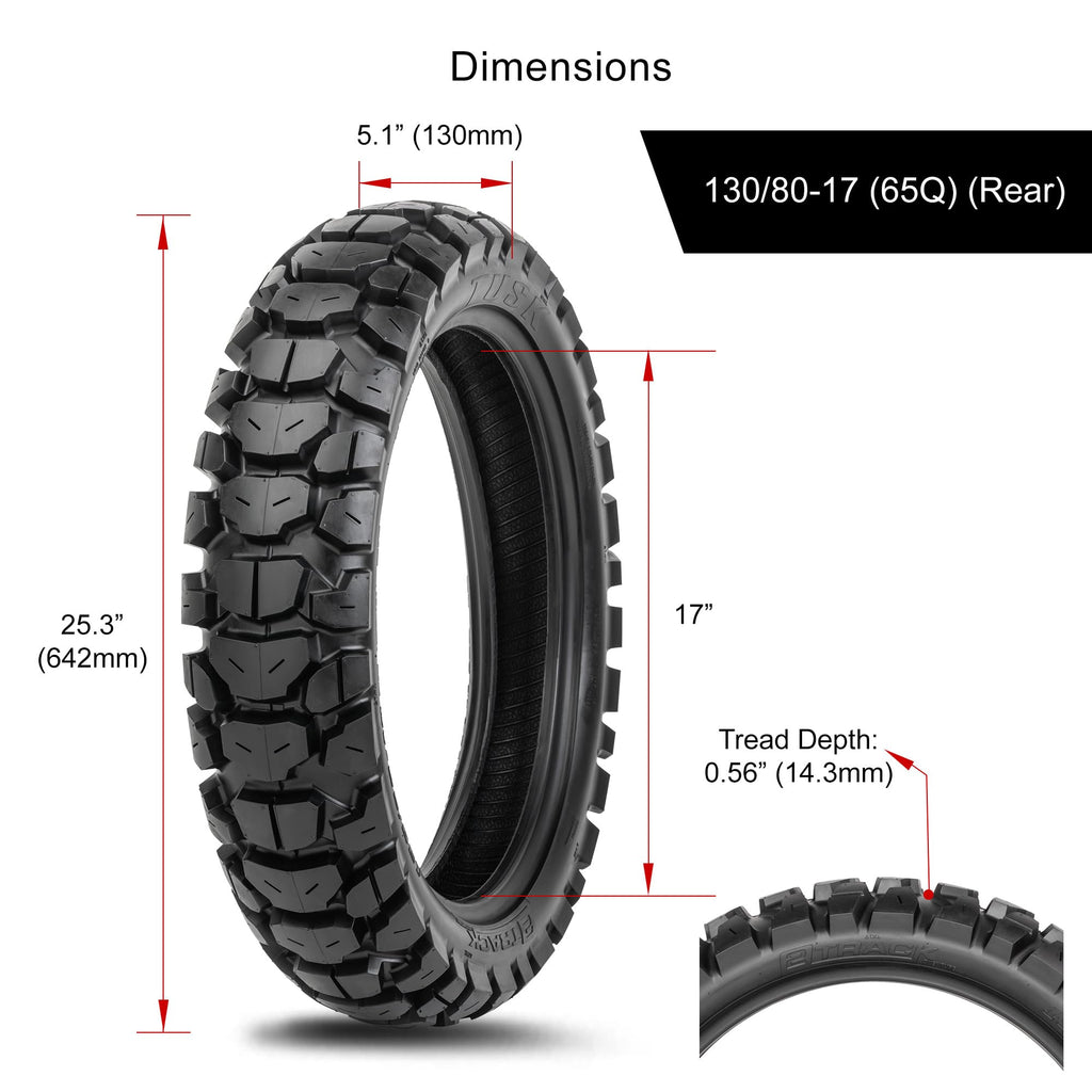 Tusk 2Track Adventure Tire Rear 150/70B-18 (70T) â Dual-Sport Motorcycle Tire, Directional Knobby Tread, Durable Bias Construction, DOT Compliant