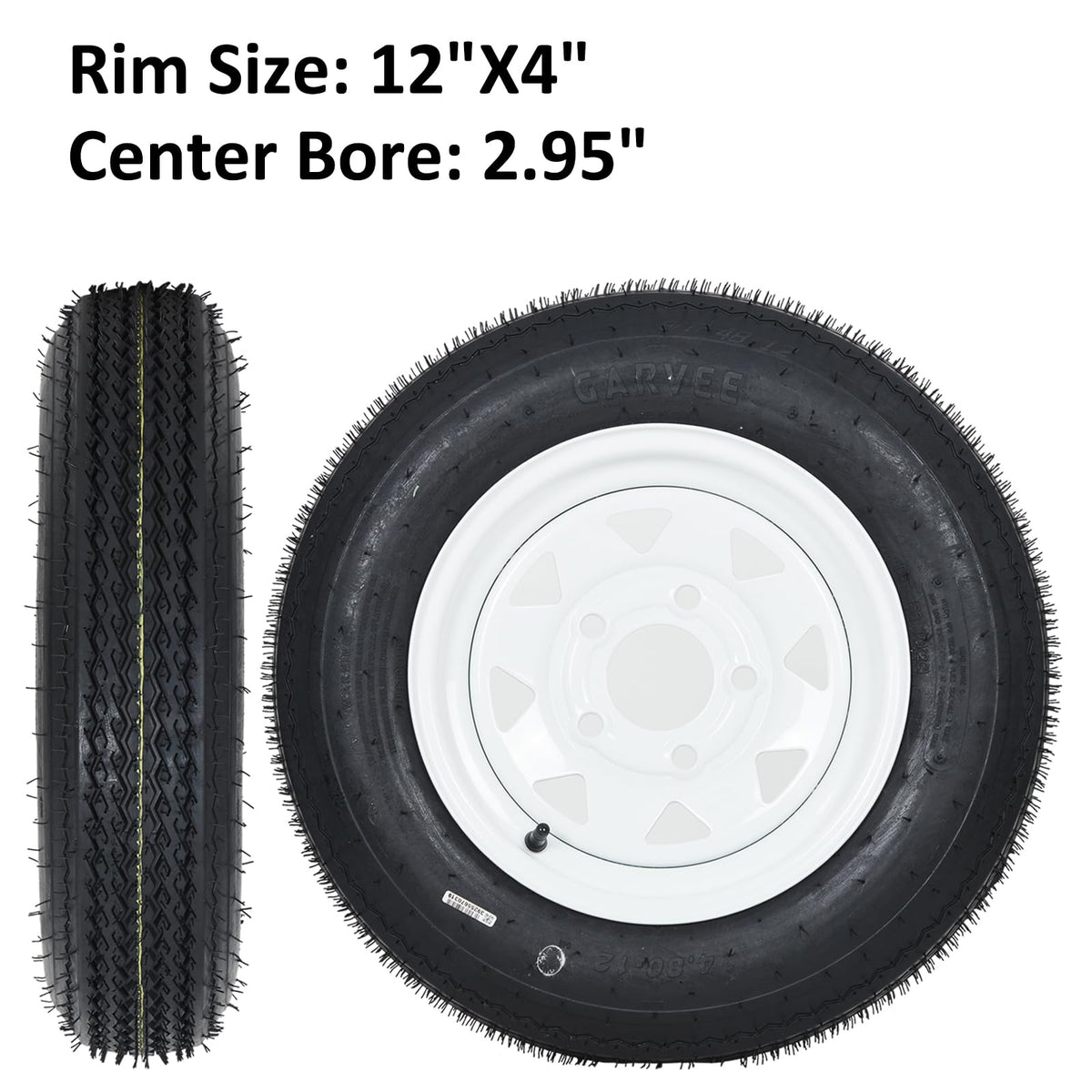 Garvee 2-Pack Trailer Tires On Rim 5.30-12 530-12 530X12, Load Range C, 6PR, 5 Lug 12 In. White Spoke Wheel, 5 On 4.5" Durable Trailer Tire Travel/Camper/Utility/Boat, Set of 2