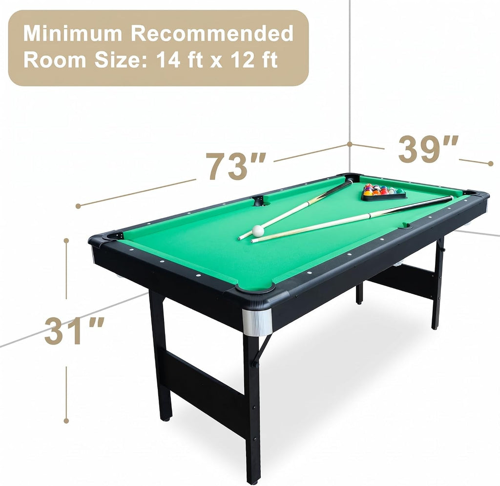 Seydrey 6-Foot Portable Foldable Pool Table with All Accessories â Compact Billiards Table for Home, Game Room, Apartment