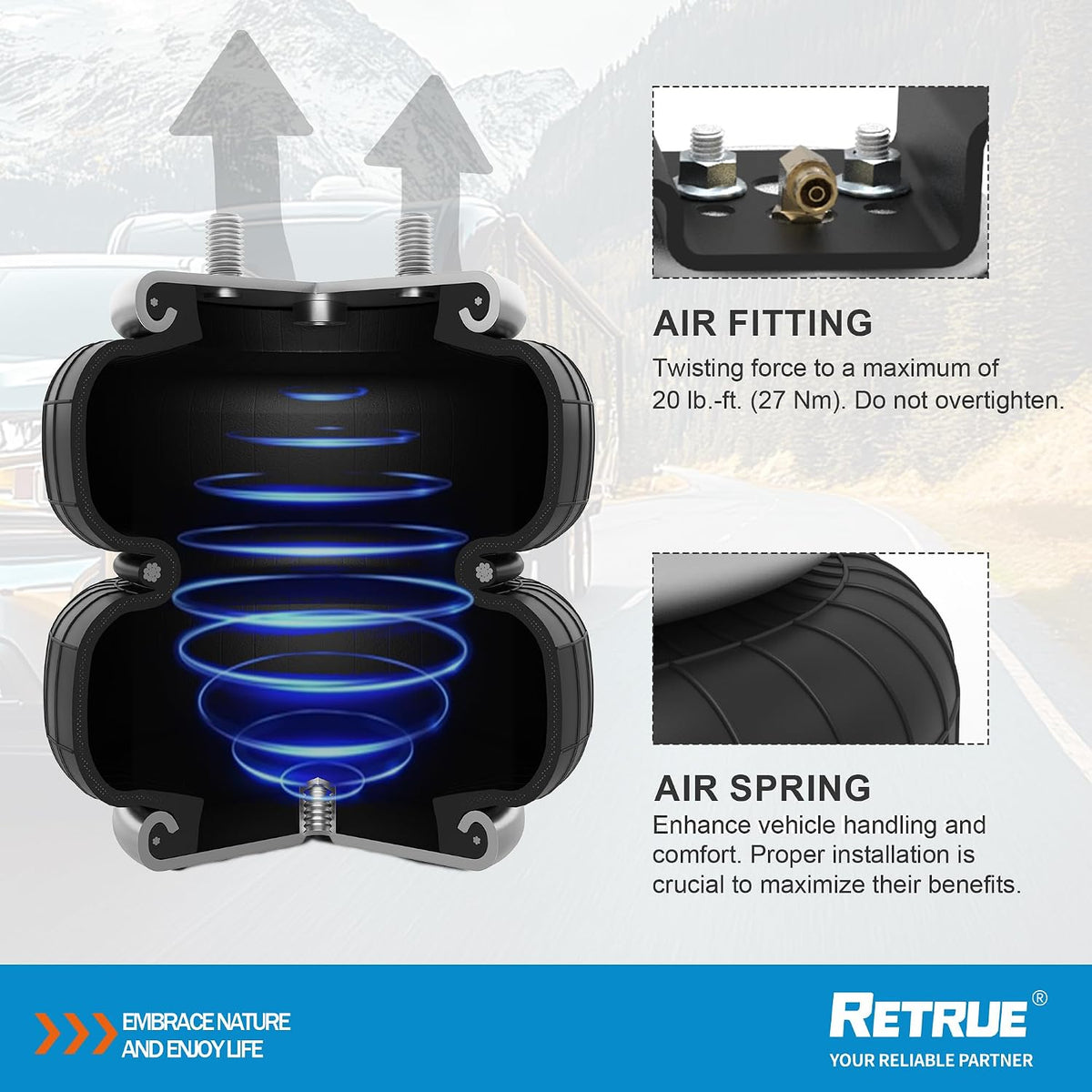 RETRUE Rear Air Bags Suspension Kit for Chevrolet Sierra 2500HD 3500HD