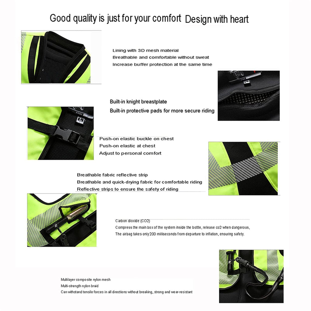 Motorcycle Riding Airbag Suit Motorcycle Riding Airbag Vest Equestrian Reflective Vest 60C Cylinder Capacity After The Airbag is Triggered, The Cylinder Can Be Reused By Replacing It
