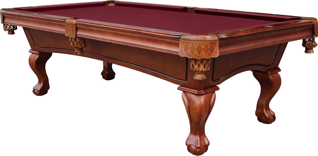 Playcraft Charles River 8' Slate Pool Table w/Leather Drop Pockets - Billiard Table with Solid Hardwood & 3pc Slate System - Perfect for Game Room, Office or Dens - 25 Cloth Colors