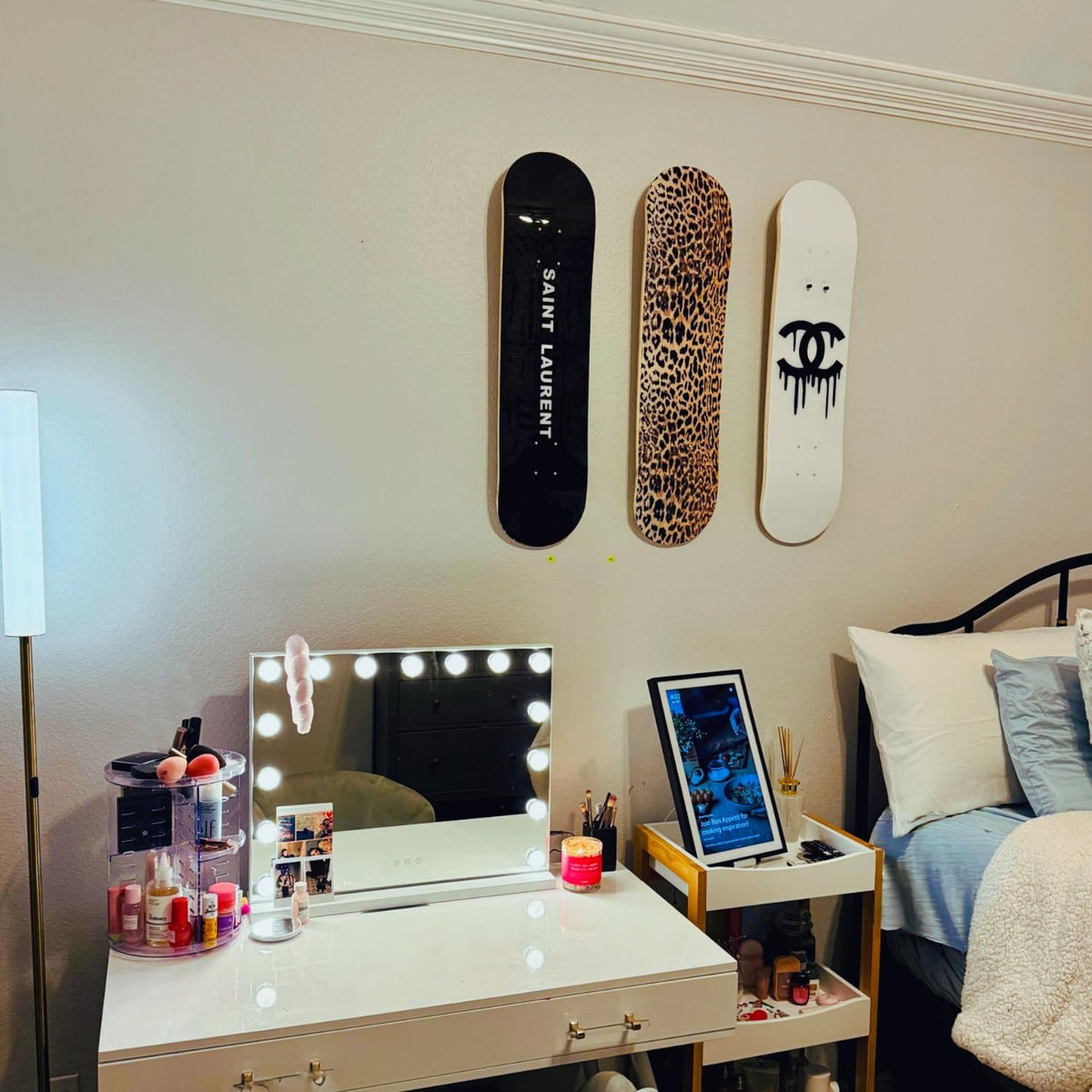 BDTrims 3 Pack Designer-Influenced Pop Art Skateboard Deck Set, Black White and Leopard Print, Premium 7-Ply Maple, Wall Decor, Customization Available