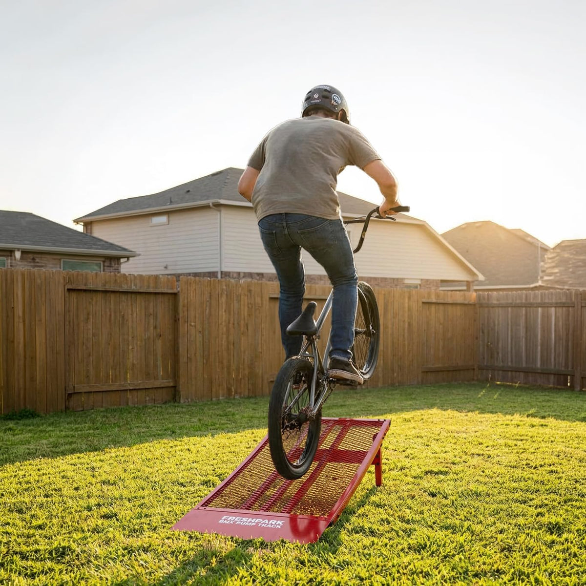 Freshpark Portable BMX Jump Ramp for Bikes & RC Portable & Foldable Design â Backyard Jump Ramp â Weatherproof & Dependable Surface â 47 x 24 x 16 in