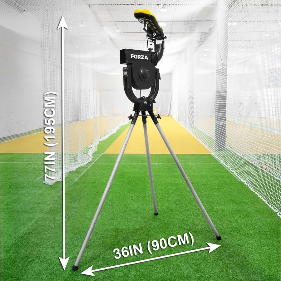 FORZA V62 Cricket Bowling Machine | Adjustable Speeds Up to 62mph, Automatic 12-Ball Feeder, Durable Construction