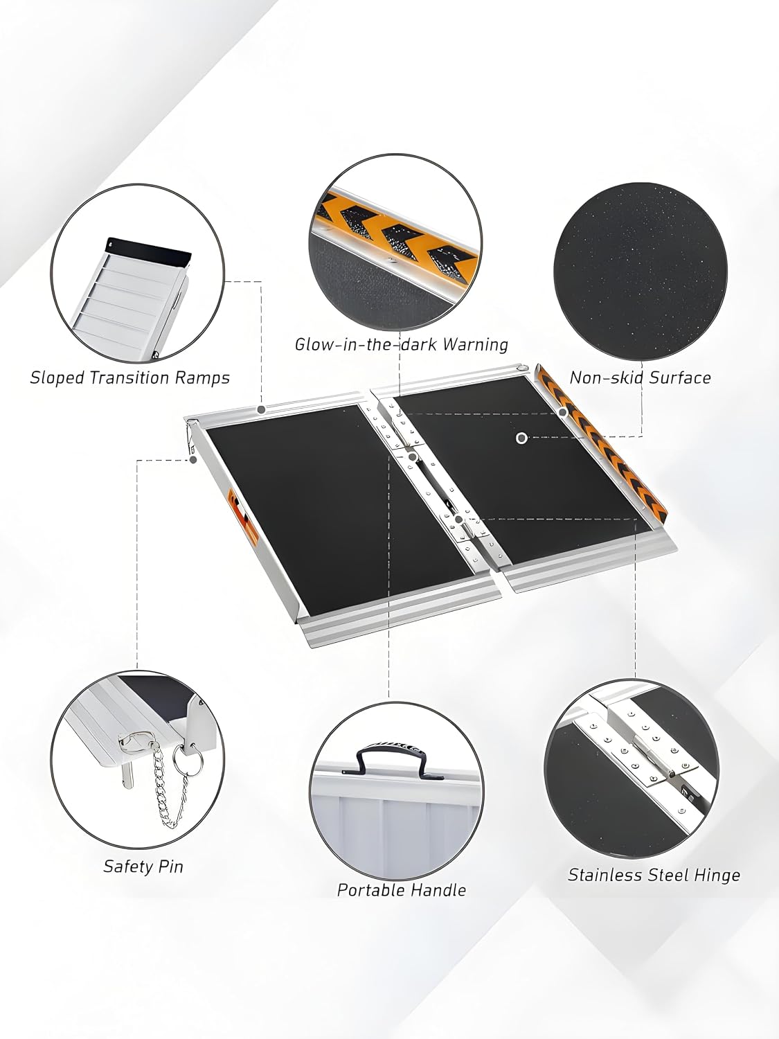 LEMNISCATE 2FT Portable Wheelchair Ramp Aluminum Non-Slip Handicap for Home