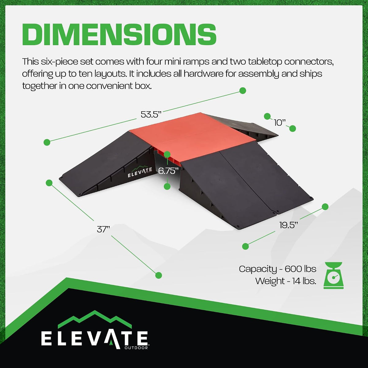 Mini EZ-Link Skateboard Ramps, Scooters, BMX, RC, 600 lb, Elevate Outdoor
