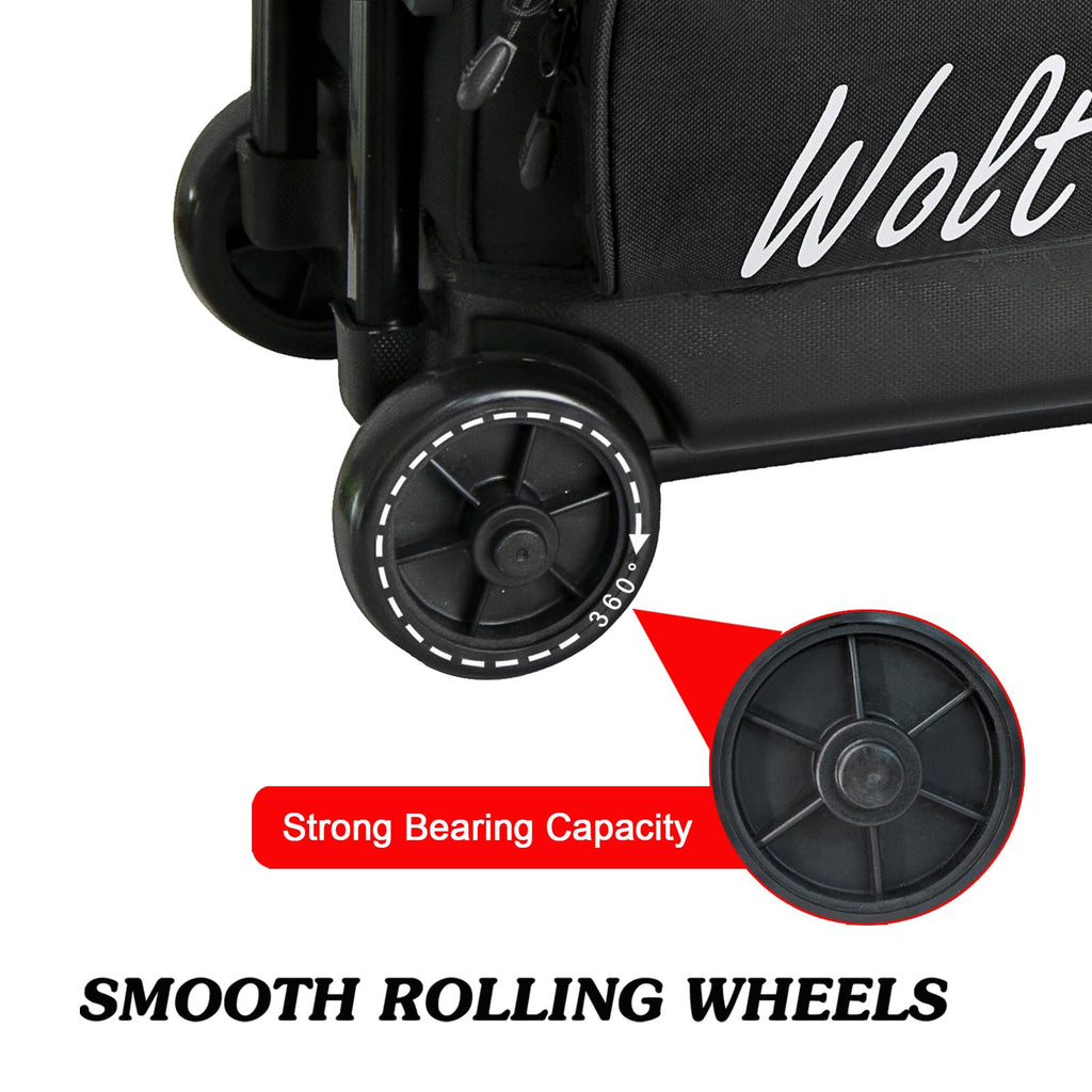 WOLT 3 Ball Bowling Bags with Wheels,Retractable Handle Extends to 38ââ