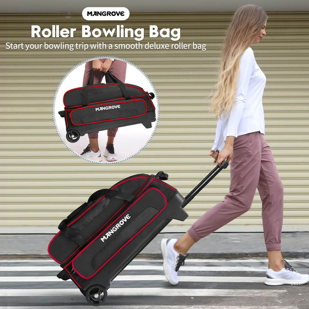 Mangrove 3 Ball Bowling Bag with Wheels/Shoe Compartment/Reinforced Base