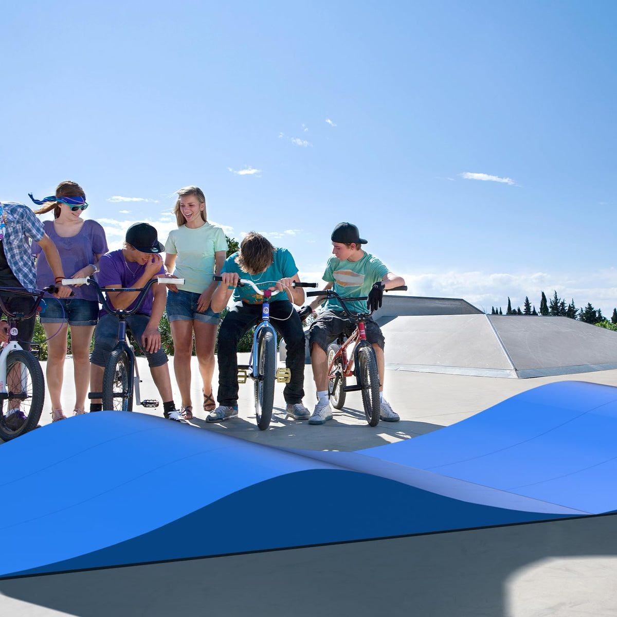 Spliced Skateboard Ramp, Modular Wave-Style Ramp for BMX, Bike, Scooter, Skates Outdoor Sports Ramp Capacity 330Lbs, Easy Assembly