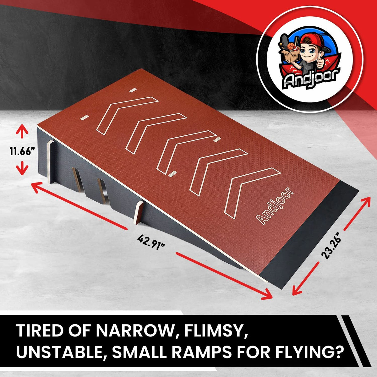Kids Jumping Ramp for Skateboard, Bike, Scooter, BMX, RC Car and Dirt Bike, 34.37 in, Black
