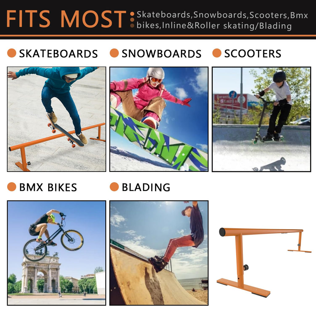 MR Skate Rail Skateboard Ramp Grind Rail Professional Skatepark Grind Rail Adjustable Height Grind Rail