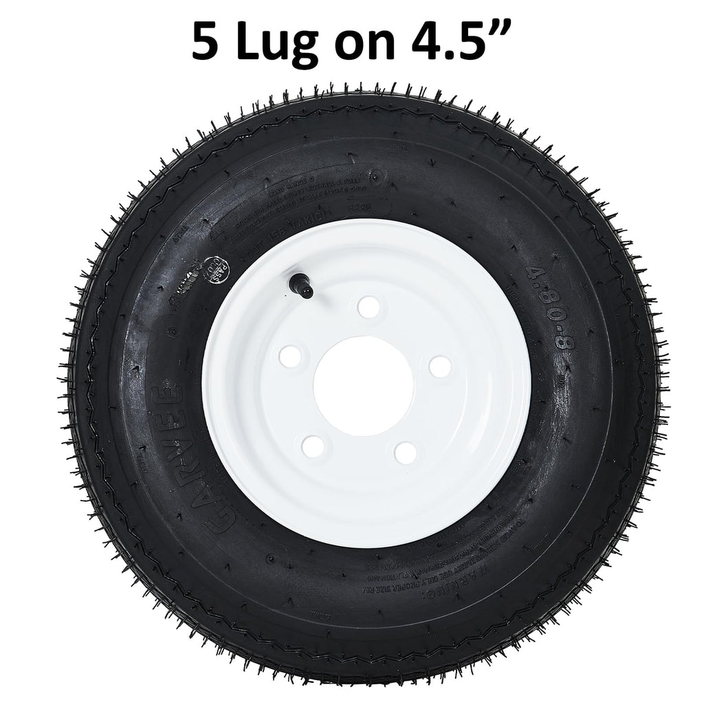 Garvee 2-Pack Trailer Tires On Rim 5.30-12 530-12 530X12, Load Range C, 6PR, 5 Lug 12 In. White Spoke Wheel, 5 On 4.5" Durable Trailer Tire Travel/Camper/Utility/Boat, Set of 2