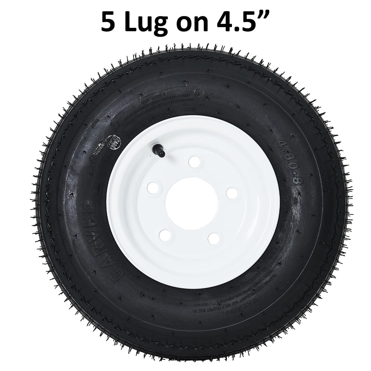 Garvee 2-Pack Trailer Tires On Rim 5.30-12 530-12 530X12, Load Range C, 6PR, 5 Lug 12 In. White Spoke Wheel, 5 On 4.5" Durable Trailer Tire Travel/Camper/Utility/Boat, Set of 2