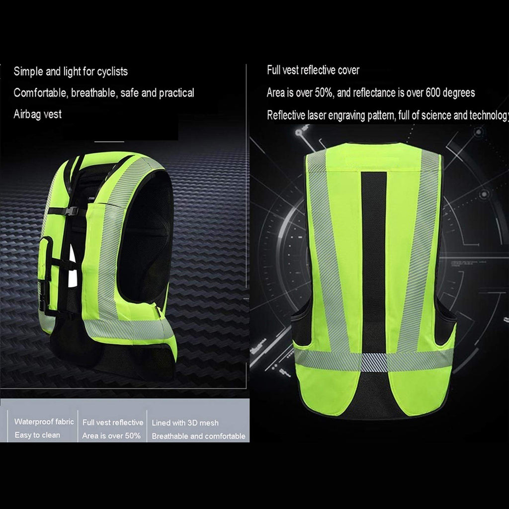 Airbag Vest Cycling Jersey Compressed Gas Fall Protection Suit Mechanical Trigger Multi-directional Airbag Trigger In 0.1 Second Reflective Surface At The Front And Back Suitable For Riding, Riding
