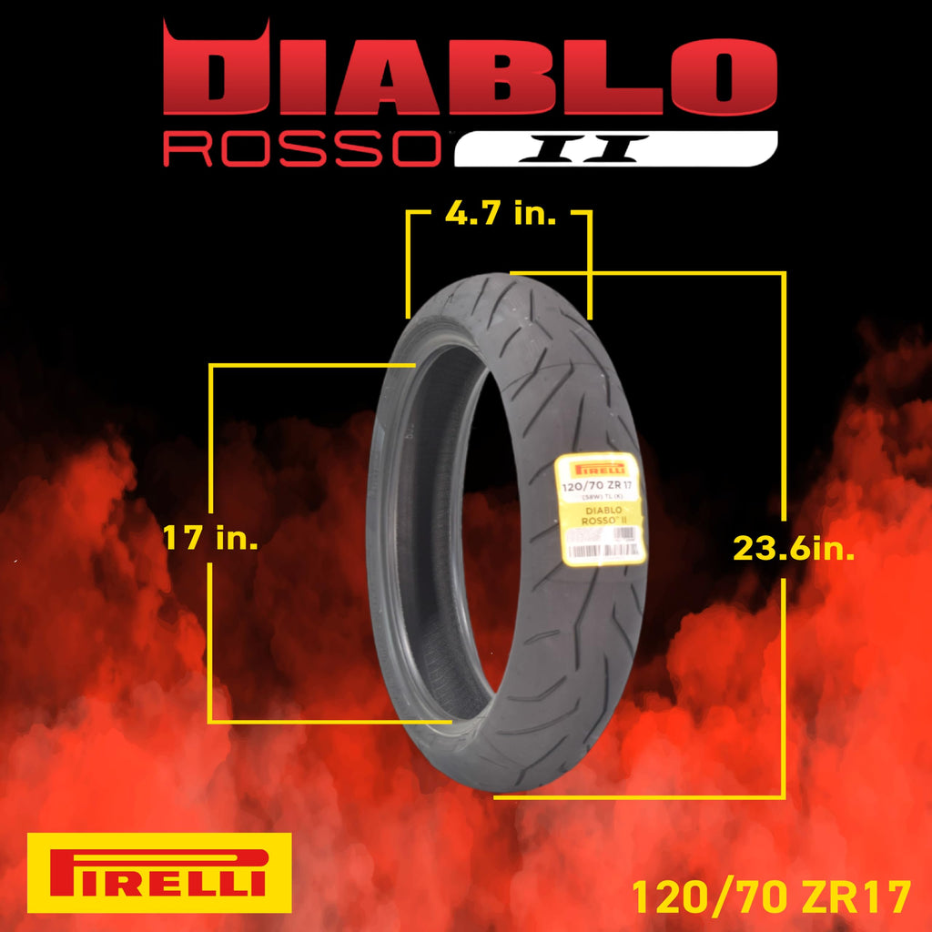 Pirelli Diablo Rosso II Motorcycle Tire Set 120/70 ZR17 & 160/60 ZR17