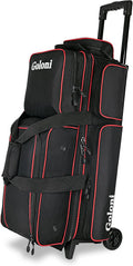 Goloni 3 Ball Bowling Bags with Wheels,Rolling Bowling Ball Bag for 3 Bowling Balls & Bowling Accessories -Retractable Handle Extends to 38"